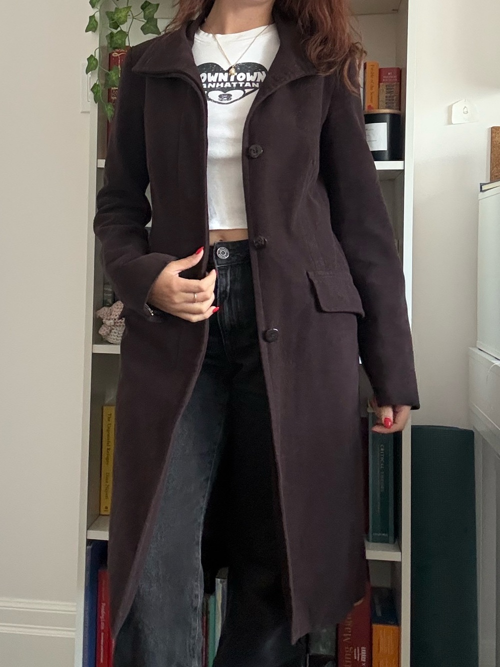 RW&CO. Long Dark Brown/ Purple Tone Trench Coat